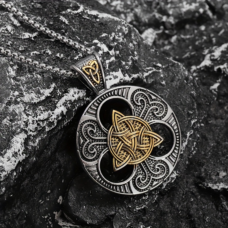 

Pendentif vintage nœud celtique Collier trinité irlandaise pour hommes et femmes, bijou de charme viking cadeau