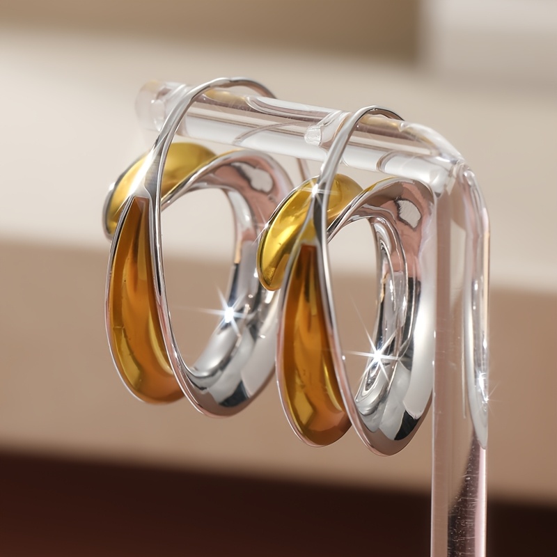 Women's Retro Bohemian Curly Spiral Two Tone Earrings