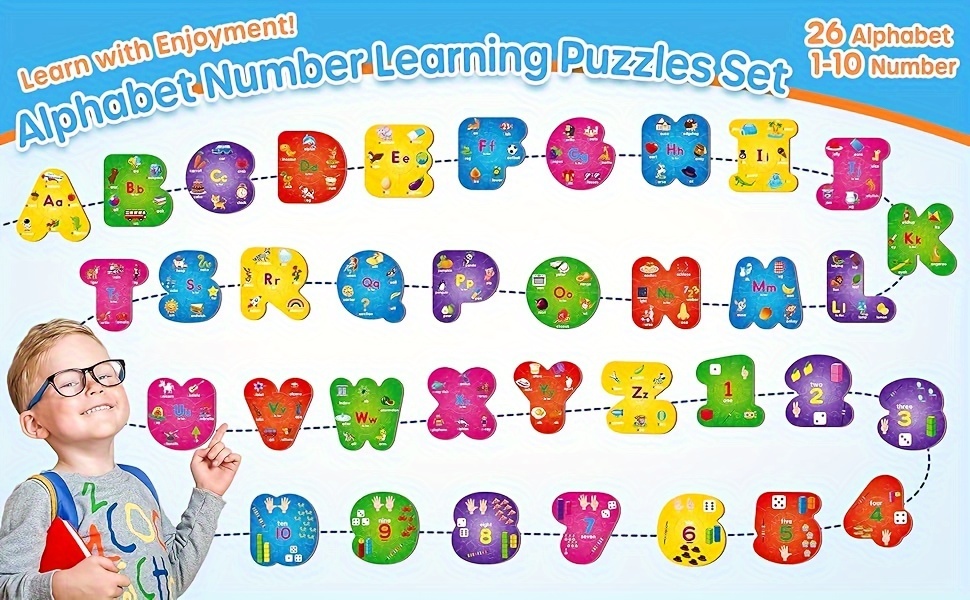Number And Alphabet Puzzles For Kids Ages 3-5, ABC Learning For Toddlers Ages 3+, Preschool Activities Letter Puzzles Montessori Educational Toys Gifts For 4 5 6 7 8 Year Old Boys Girls