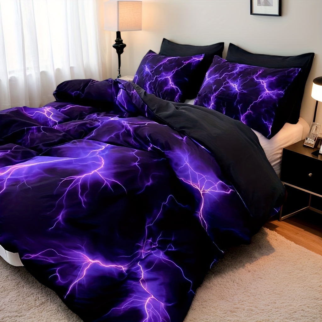 TEMU 3pcs Fashionable Line Art Quilt Cover Set (1 Quilt Cover + 2 Pillowcases, Excluding Pillow Core), Soft And Breathable High-definition Printed