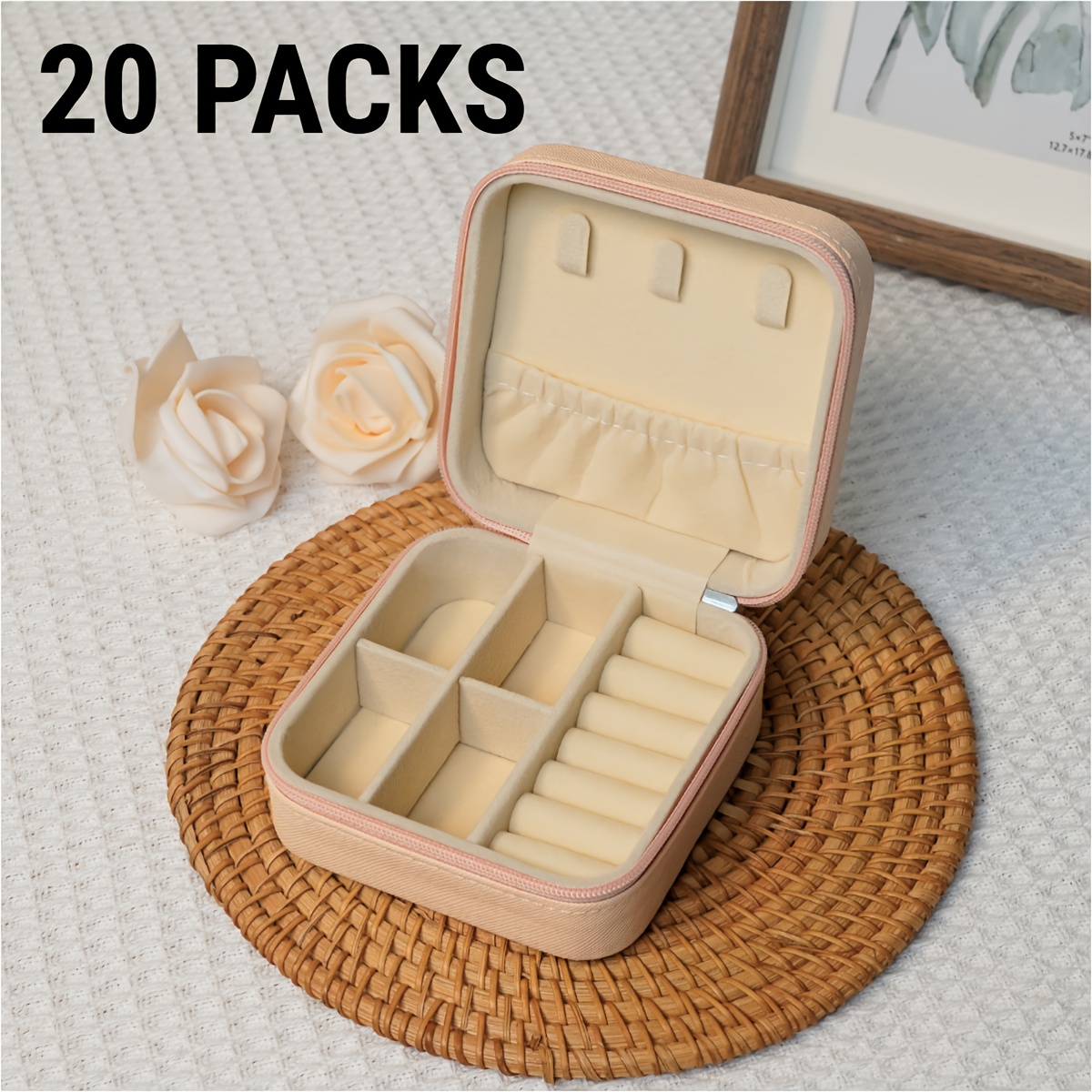 TEMU 20 Sets Of Jewelry Solid Color Faux Leather, Lightweight And Dustproof Storage Solution For Necklaces, Rings, And Earrings - Perfect Gifts For