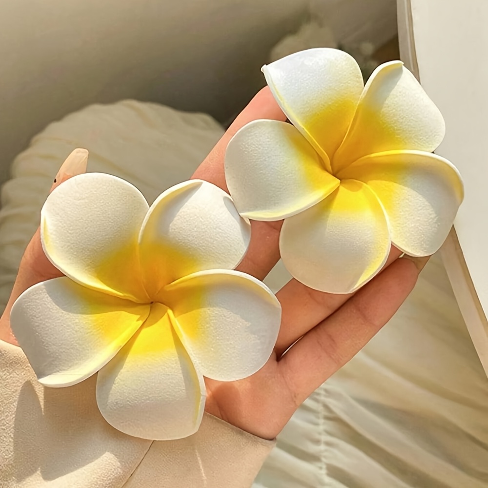2pcs fashion cute womens cute yellow plumeria hairpins plumeria suitable for beach wedding party date and daily wear valentines day valentines