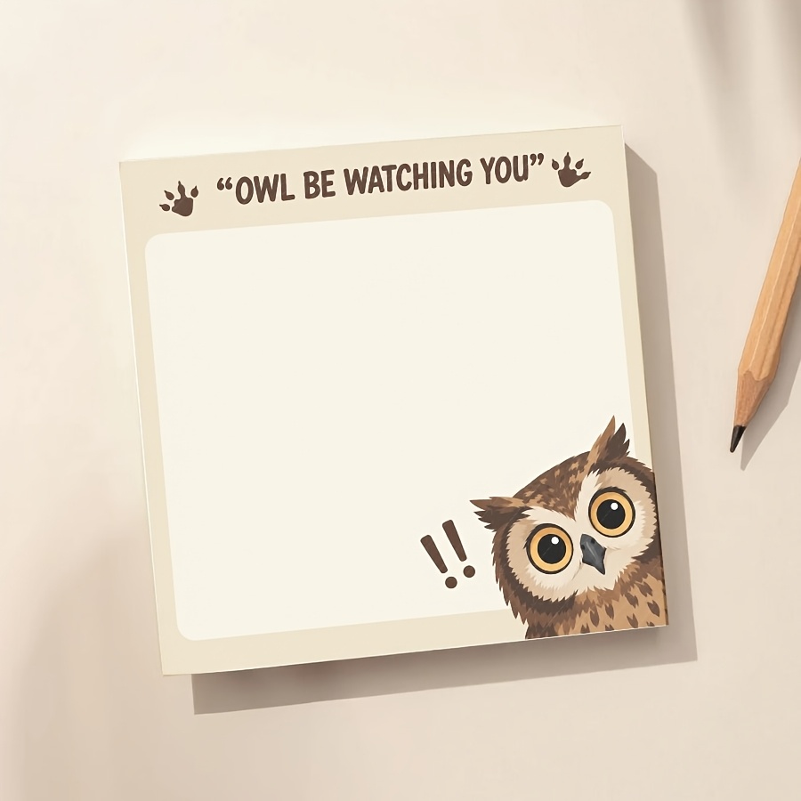 TEMU Cute Peeking Owl With Funny Pun Quote Non-sticky Notes, Lovely Cartoon Wildlife Memo Pad, Decorative Notepads For Journaling School Office