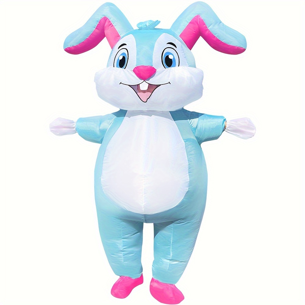 

Adult Inflatable Bunny Costume, Oversized Cartoon Rabbit Outfit For Halloween, Easter, Christmas Party, Knit Polyester 100%, Animal Theme, Festive Walking Mascot Suit