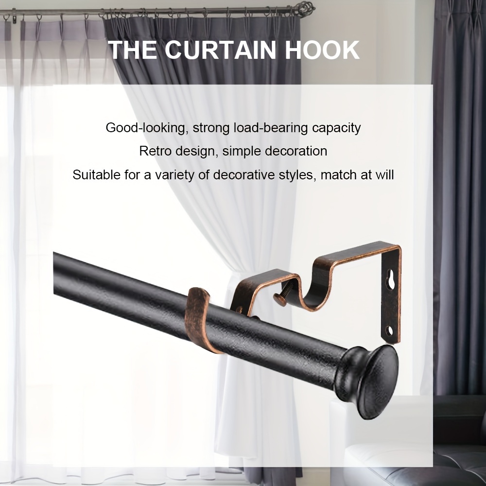 Double Curtain Rod Bracket, Heavy Duty Curtain Rod Hooks Holders