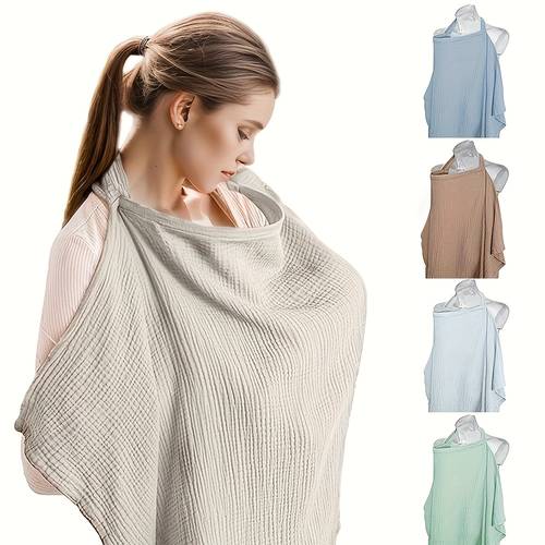 a multifunctional cover for breastfeeding and summer designed to prevent while nursing serves as a sunshade for strollers made of solid color gauze