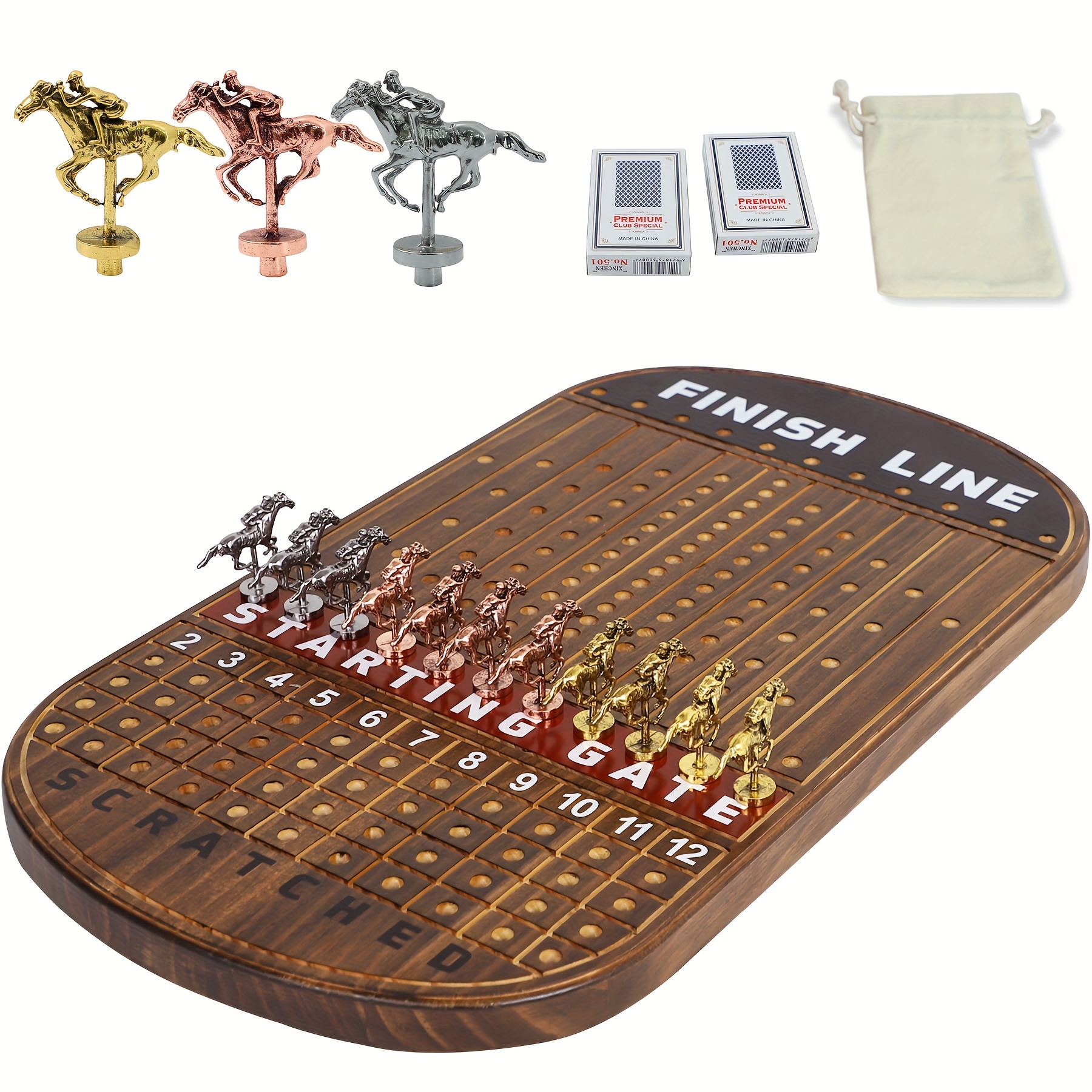 

21 Thickened Wood For Included 11 Metal Horses 2 Dices And 2 Decks Of (, )