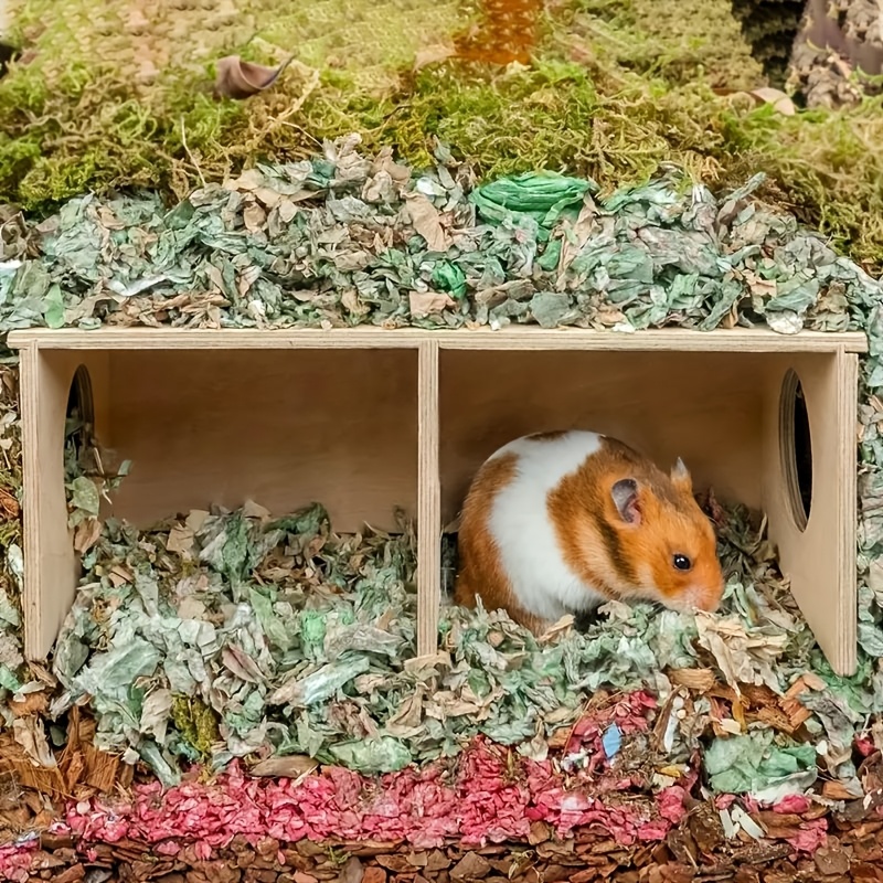 

Abri Confortable en Bois pour & Cochons d'Inde - Chambre Confortable pour Animaux, Petit Nid, Maison en Bois , pour le & le Jeu, avec Matériau de Litière Naturel Déchirable, Cache-Hamster