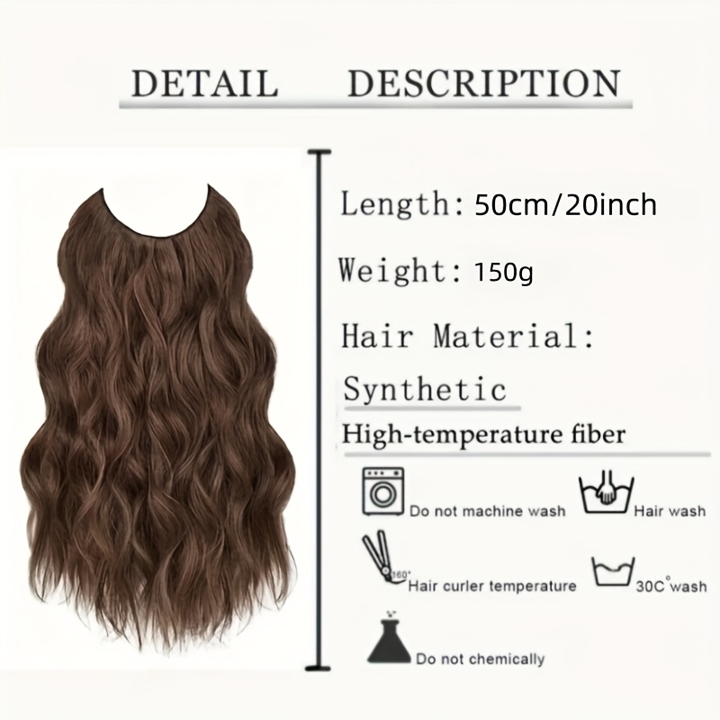 elegant 20 inch v shaped clip on wig for women long curly wavy hairpiece with 4 hidden clips natural look multiple colors beige     daily wear special occasions versatile hairpiece sleek hairpiece   hairpiece details 3
