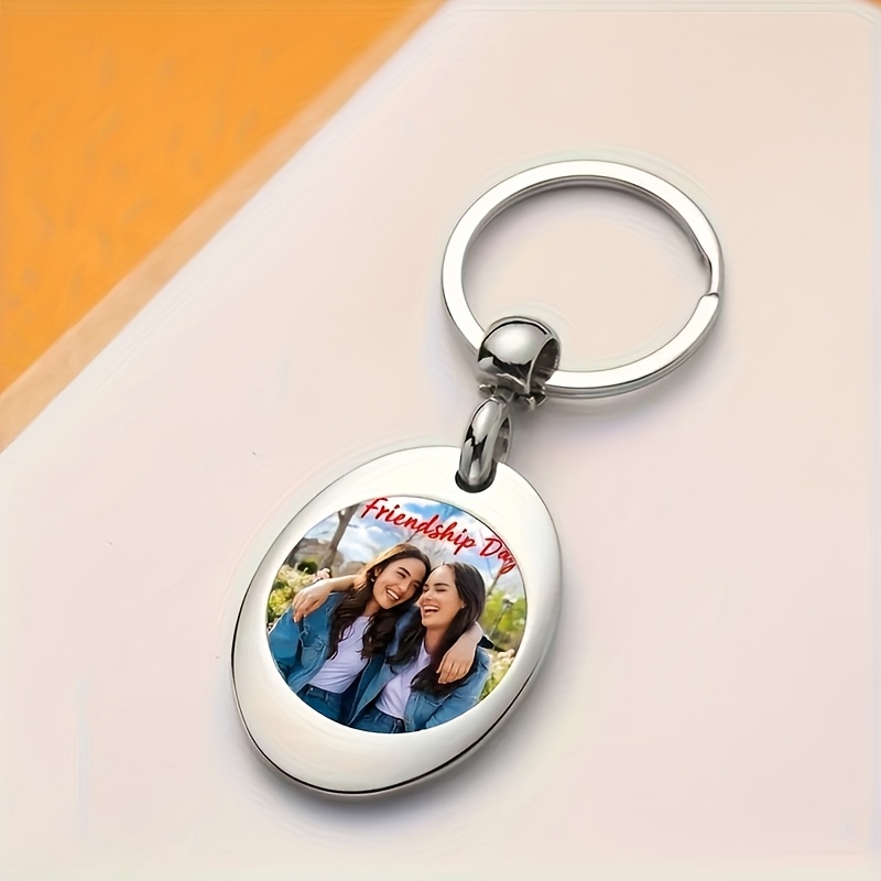 TEMU ["Personnalisé] Porte-clés photo simple face personnalisable, porte-clés jeton de chariot de courses, souvenir DIY, pendentif de clé fantaisie,