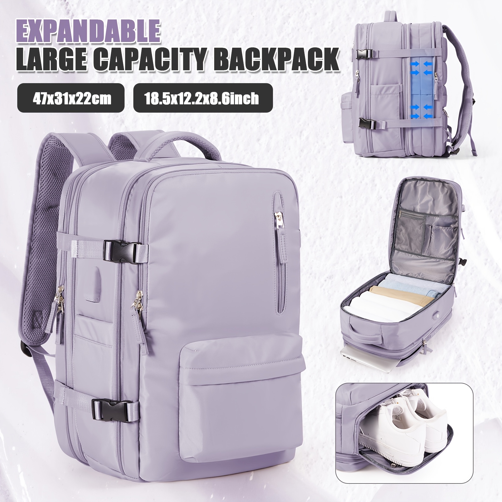 TEMU Expandable Cabin Bag, Travel Backpack, Airplane Backpack Under Seat, Ryanair/easyjet Approved, Budget Airline-friendly, , Suitable For Boarding,