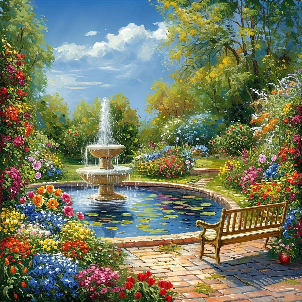 

1pc Large Size 40x40cm/15.7x15.7in Without Frame Diy 5d Artificial Diamond Art Painting Beautiful Park, Full Rhinestone Painting, Diamond Art Embroidery Kits, Handmade Home Room Office Wall Decor