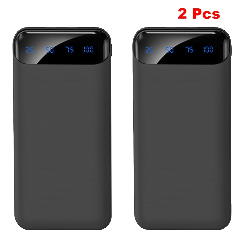 TEMU 2pcs 20000mah-portable Power Bank With Display, Fast Charging, Type-c/ Usb Interface, Suitable For Phone/ Phone Charging, Outdoor Portable