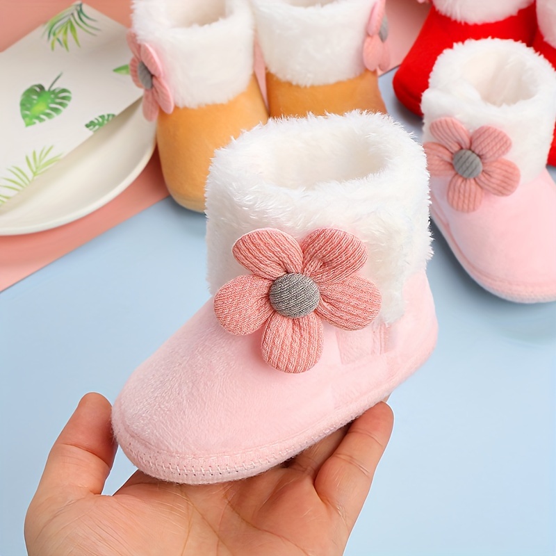 

Mignonnes bottes confortables à fleurs bébés filles, bottes chaudes et douces en en intérieur, et hiver, cadeau de , cadeau de , cadeau d'Halloween