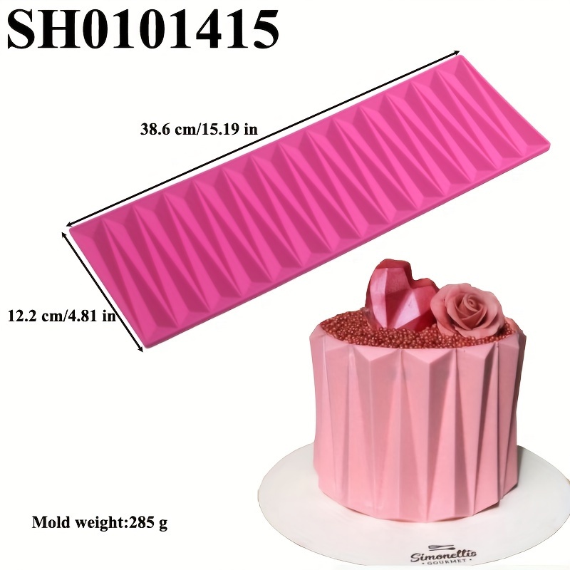 Image of Geometric Cake Border Fondant Silicone Mold Diy Cake Fondant Mold Holiday Wedding Party Cake Decoration Kitchen Baking Tool Dessert Cake Lace Decorating Tool