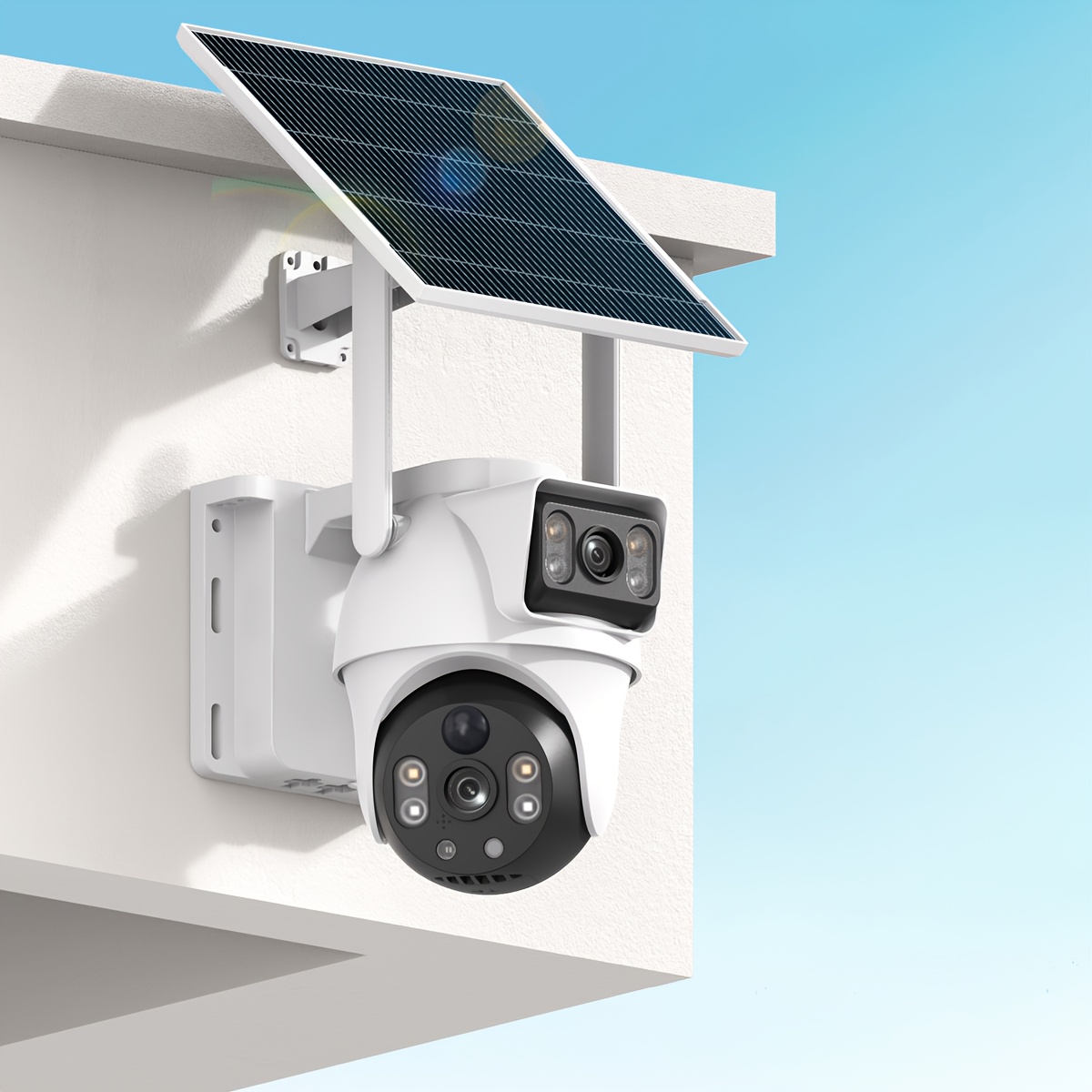  8mp dual lens solar security camera with battery   4g wifi   color   automatic human tracking two way audio and wireless ptz home surveillance camera for 360 horizontal and 90 vertical movement