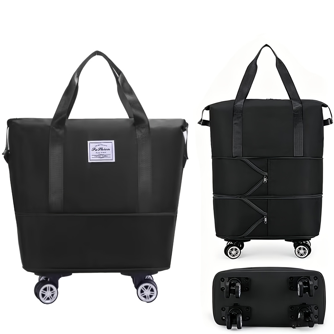 TEMU Large-capacity Foldable Travel Storage Bag Made Of Durable Nylon, With Versatile Carrying Handles And Wheels, Ideal For Outdoor Travel And With