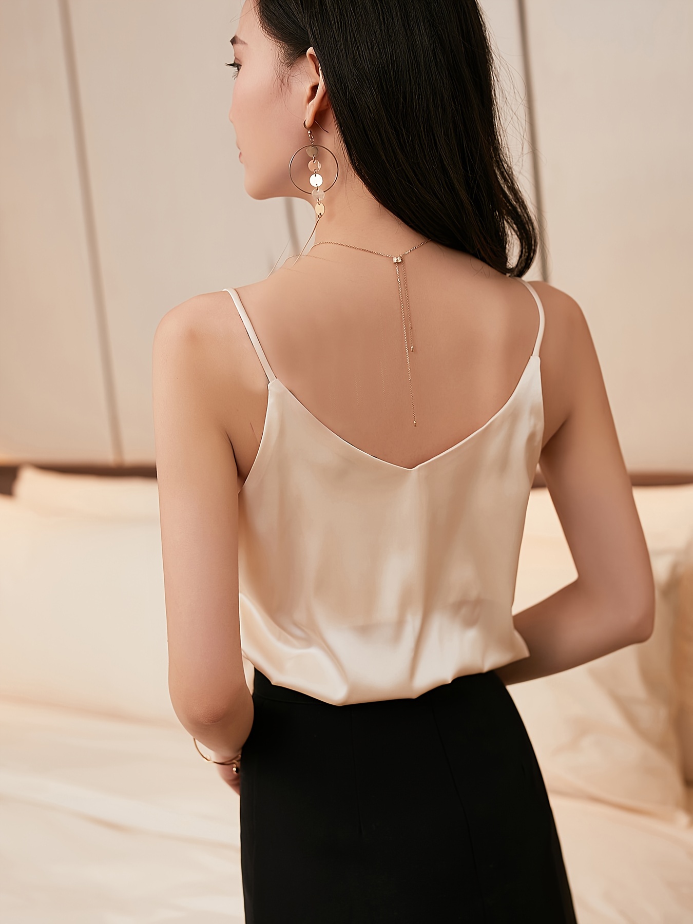 simulated small strap vest womens satin inner Temu Philippines