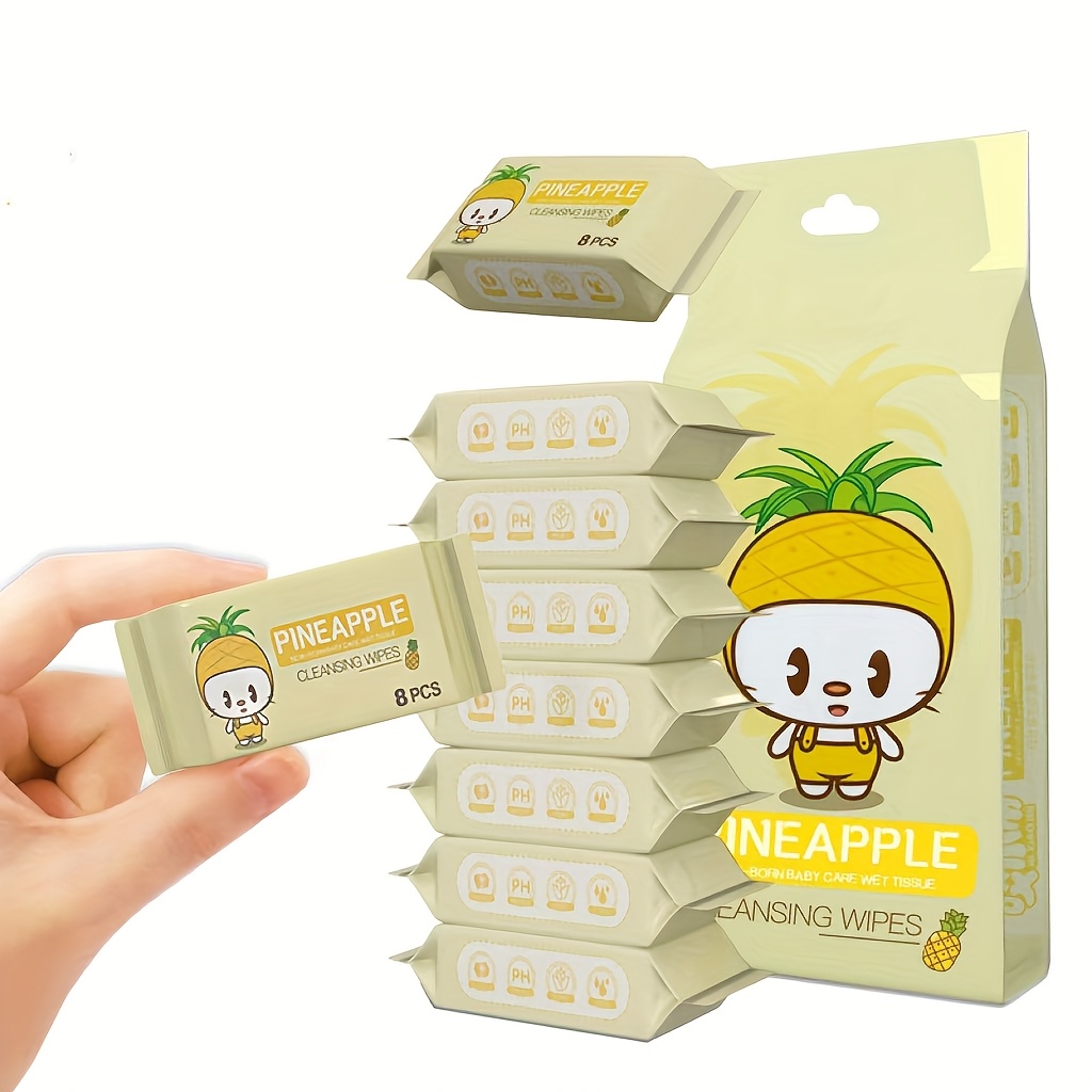 TEMU Packs Containing Sheets Each, Totaling 64 Portable Mini Wet Wipes - Durable Single-sheet Quick-drying Cleaning Cloths, Ideal For Travel, Outdoor