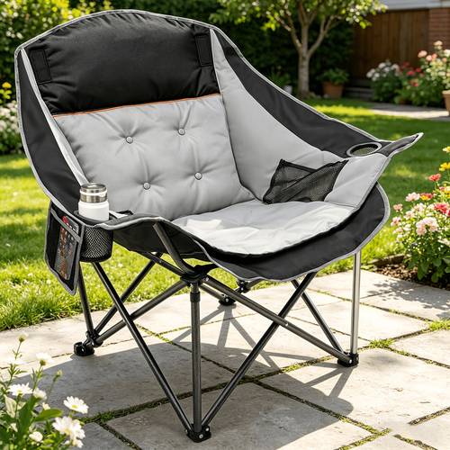 oversized heavy duty camping chair for adults xl padded folding lawn chair with cup holders 500 lbs weight capacity for outdoor sports beach fishing camping