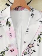 floral print button front skirt set elegant lapel collar long sleeve high waist patched pocket skirt outfits womens clothing