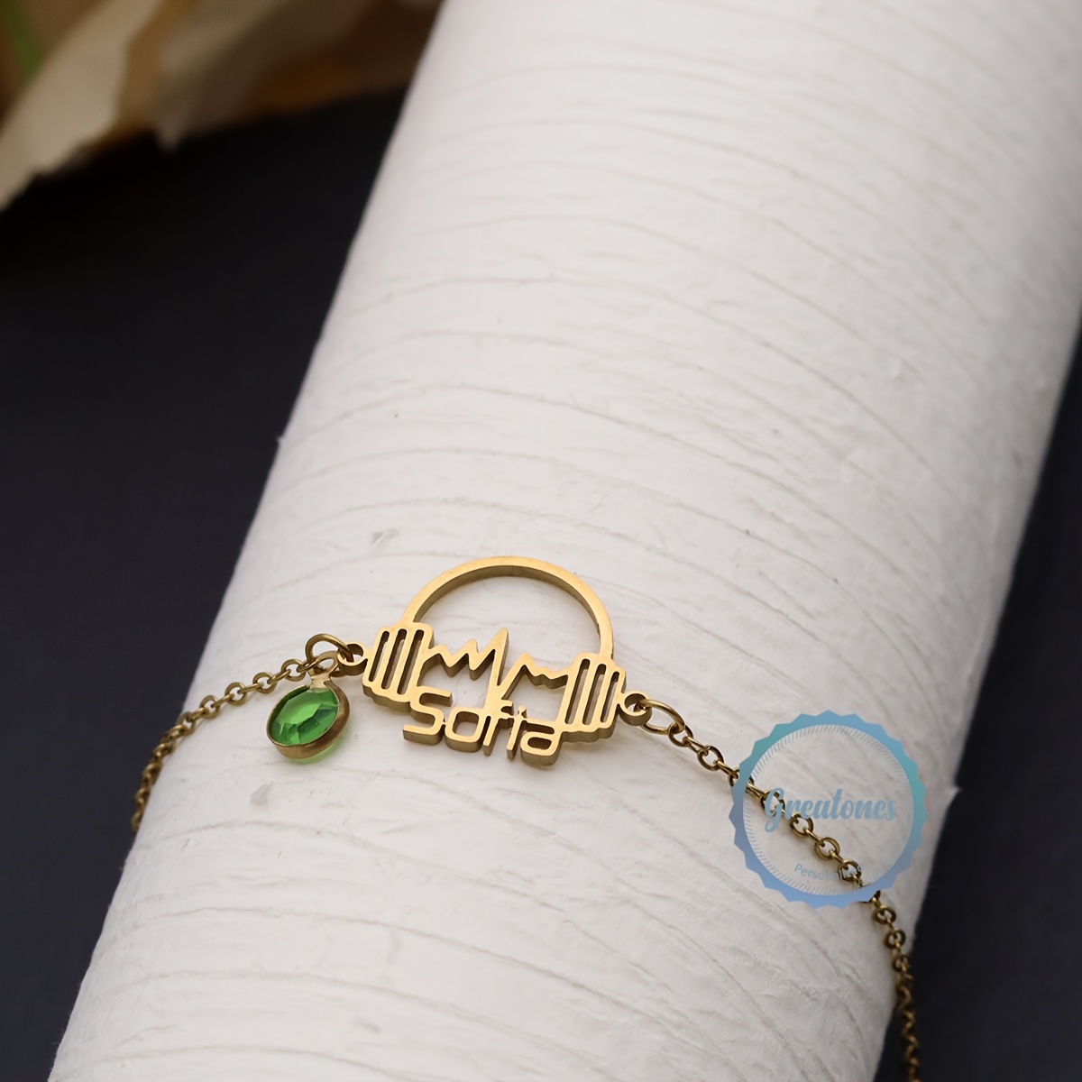 Personalized Custom Name Bracelet with Music Notes, Stainless Steel