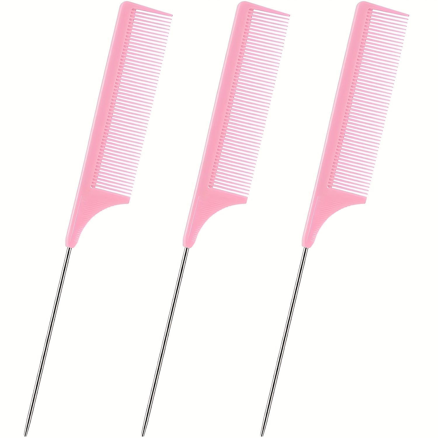3 pack hair rat tail combs set parting   teasing fine tooth comb metal hair pick detangling heat resistant carbon fiber teasing comb and stainless steel   black powder gifts for women christmas decorations christmas gifts