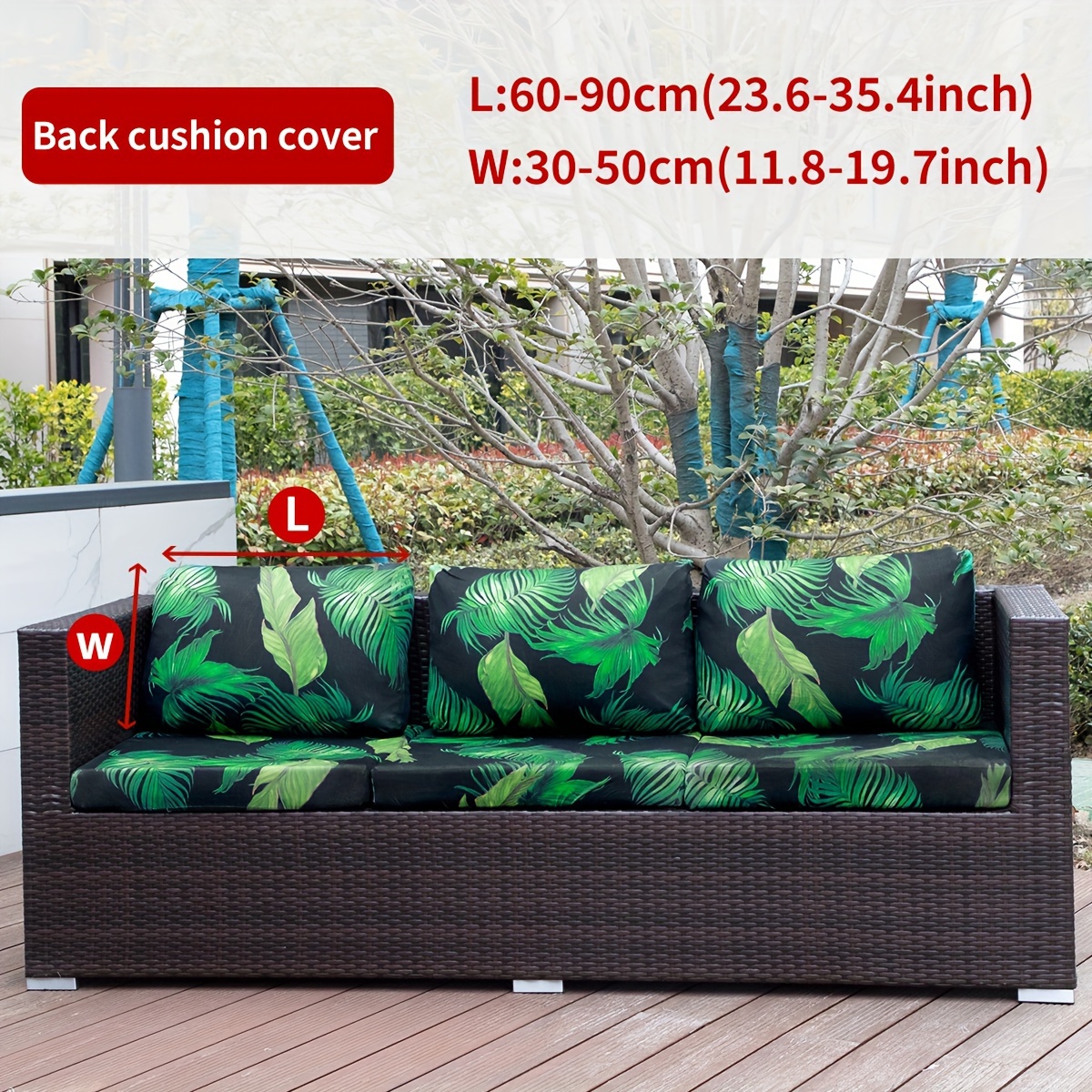 E-shop bedruckter Sofakissenbezug für den Außenbereich mit Blatt-, Blumen- Sonnenblumenmuster, Möbelschutz für Sofas, Sofaschonbezug für