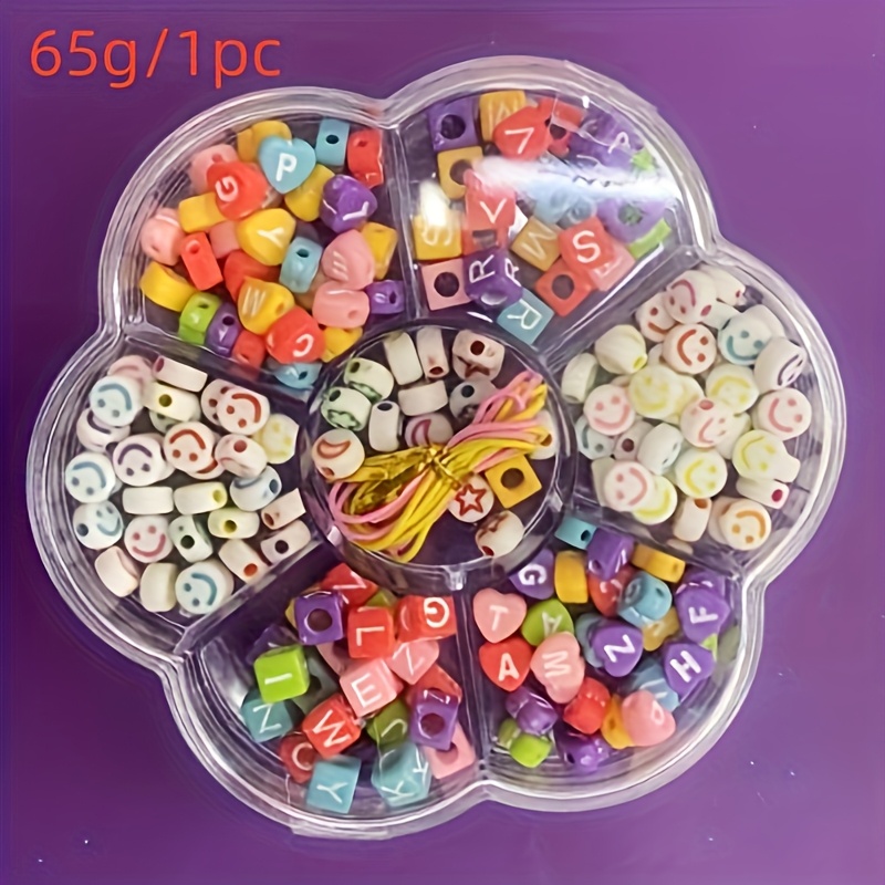TEMU Kit completo per creazione di perline con alfabeto e con scatola portaoggetti - Lettere maiuscole/minuscole e adatti per creazione di gioielli,