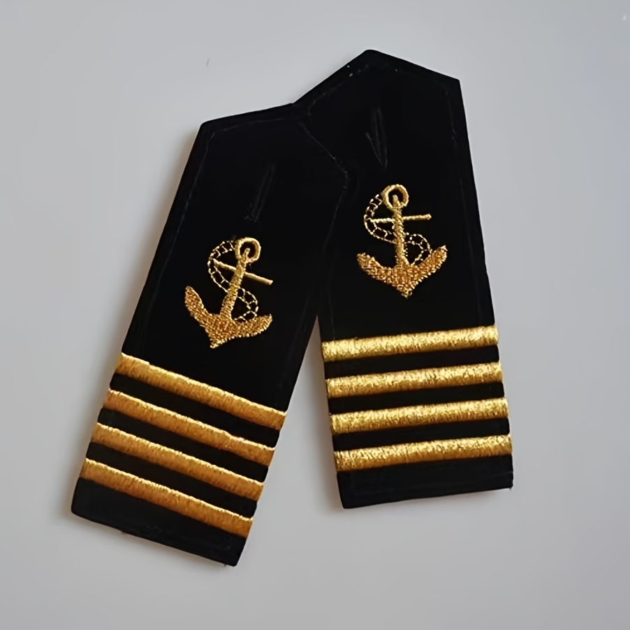 Image of 1 Pair Maritime - Captain, Mate & Officer - Nautical Ship Officer Badges For - Durable Comfortable For Halloween, Cosplay, Themed Parties - Unisex Sea Captain Accessories