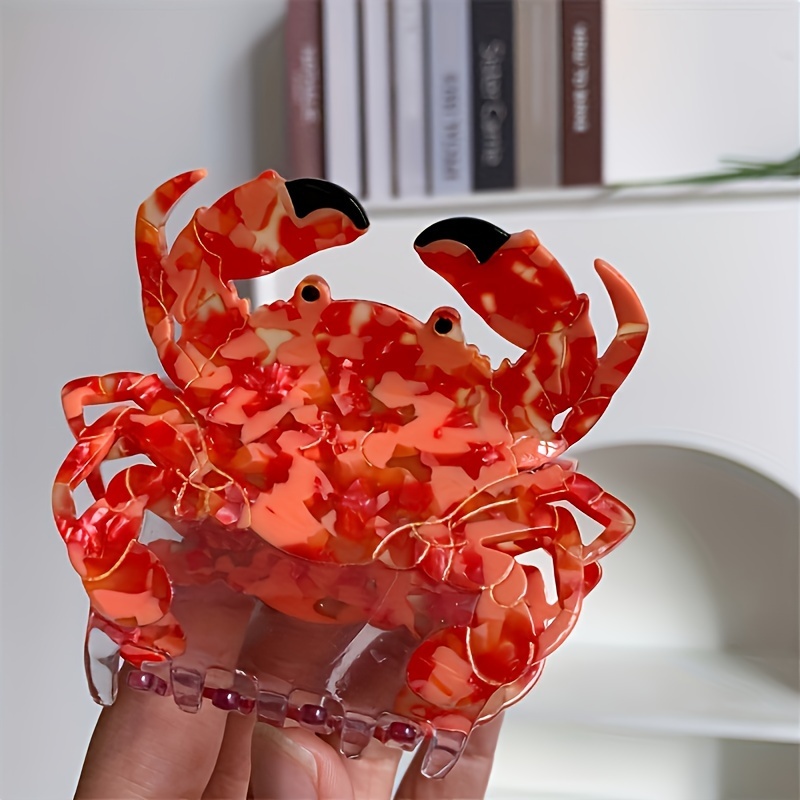 TEMU Crab-shaped Hair Clip - Elegant & Cute, Non-slip Grip For Women, Casual Attire & Birthday Gifts