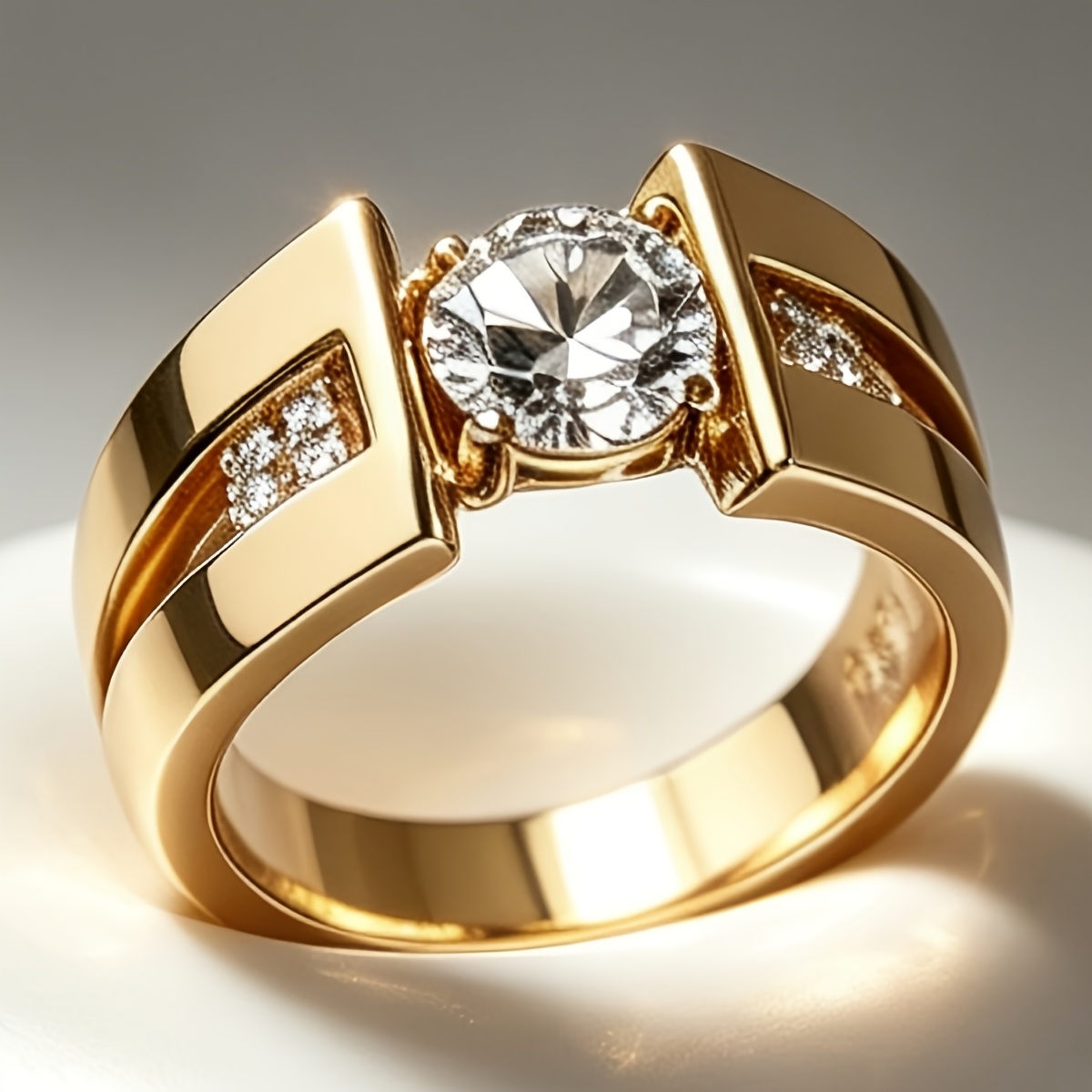 TEMU 1pc Elegant Luxurious Inlaid Synthetic Zirconia Women's Copper Ring, Suitable For Engagement And Wedding Occasions, Versatile Accessory For