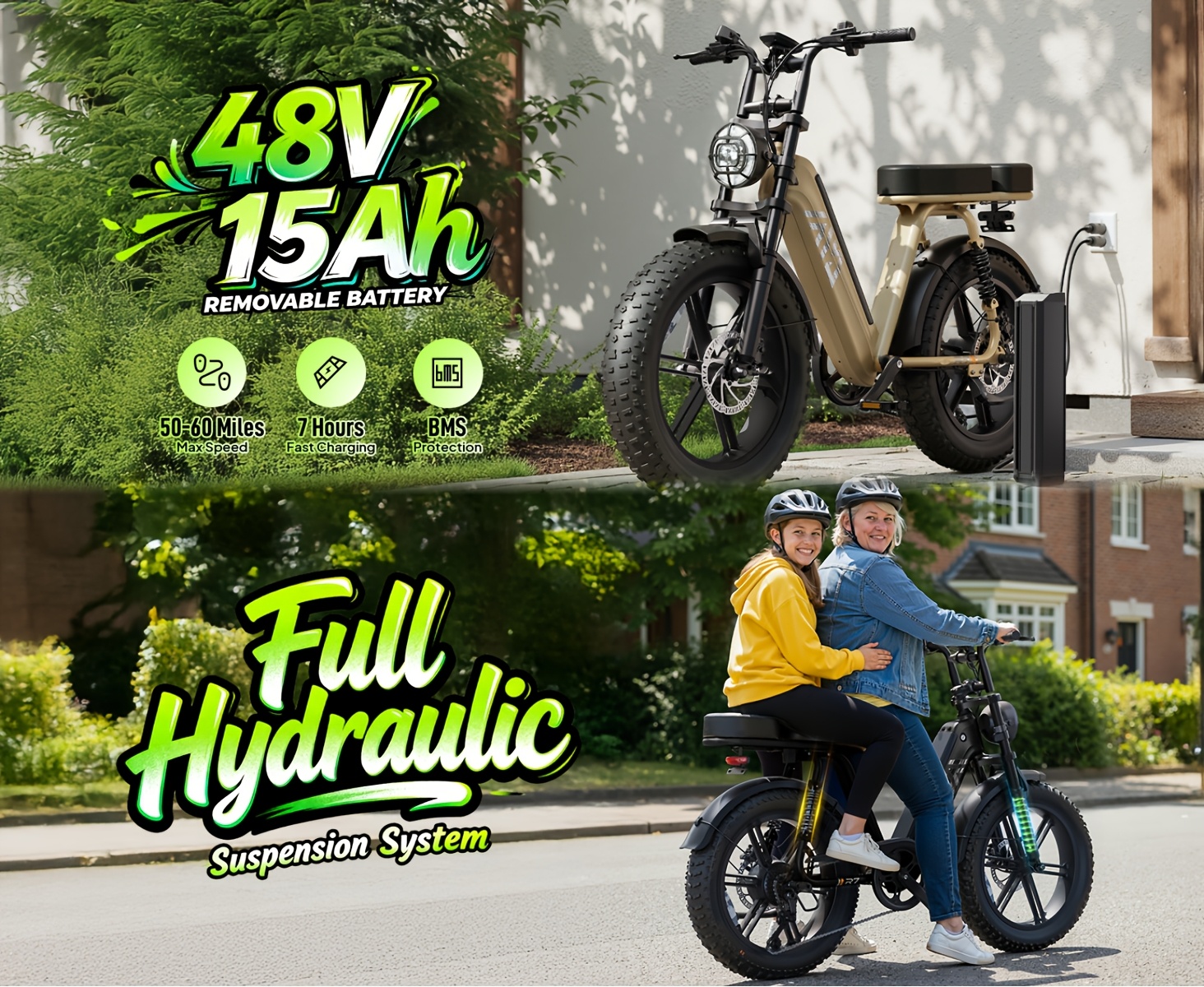 Electric Bike For Adults, 749W Peak Motor Ebike With 48V 15Ah Built-in Battery, 60 Miles Range 27.9 MPH Electric Bike, 20