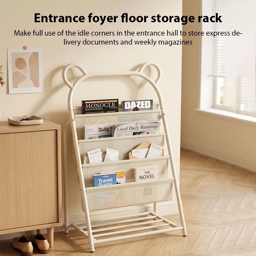 TEMU 1pc Sturdy Metal Bookshelf, Corner Shelf With Open Shelves, Easy , Durable Construction, Space-saving, Minimalist Decor, Suitable For Living