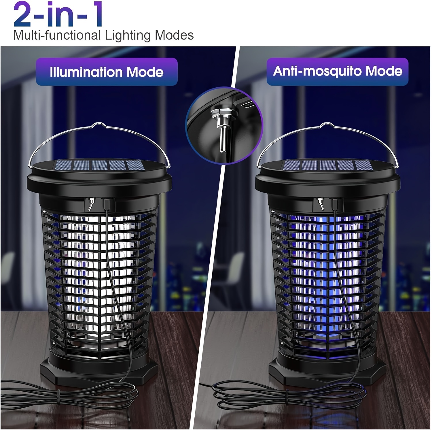 solar mosquito repellent lamp uv mosquito repellent device 2500mah long endurance angle adjustable dual solar panels uv mosquito repellent device garden indoor and outdoor courtyard kitchen home mosquito repellent lamp details 3