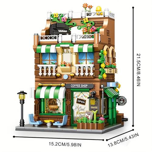 coffee shop supermarket burger restaurant hotel building abs construction compatible suitable for for girls creative diy assembly toy educational christmas for children 6 years