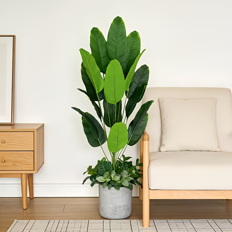 1pc of 18-leaf Artificial Banana Leaf Plant/small Pot Exquisite Green Plant | Aesthetic Decoration for Balcony Corners, Space-saving yet Highly Effective | Easy-to-care and Thriving Potted Plant | Evergreen Potted Plant for All Seasons | Versatile
