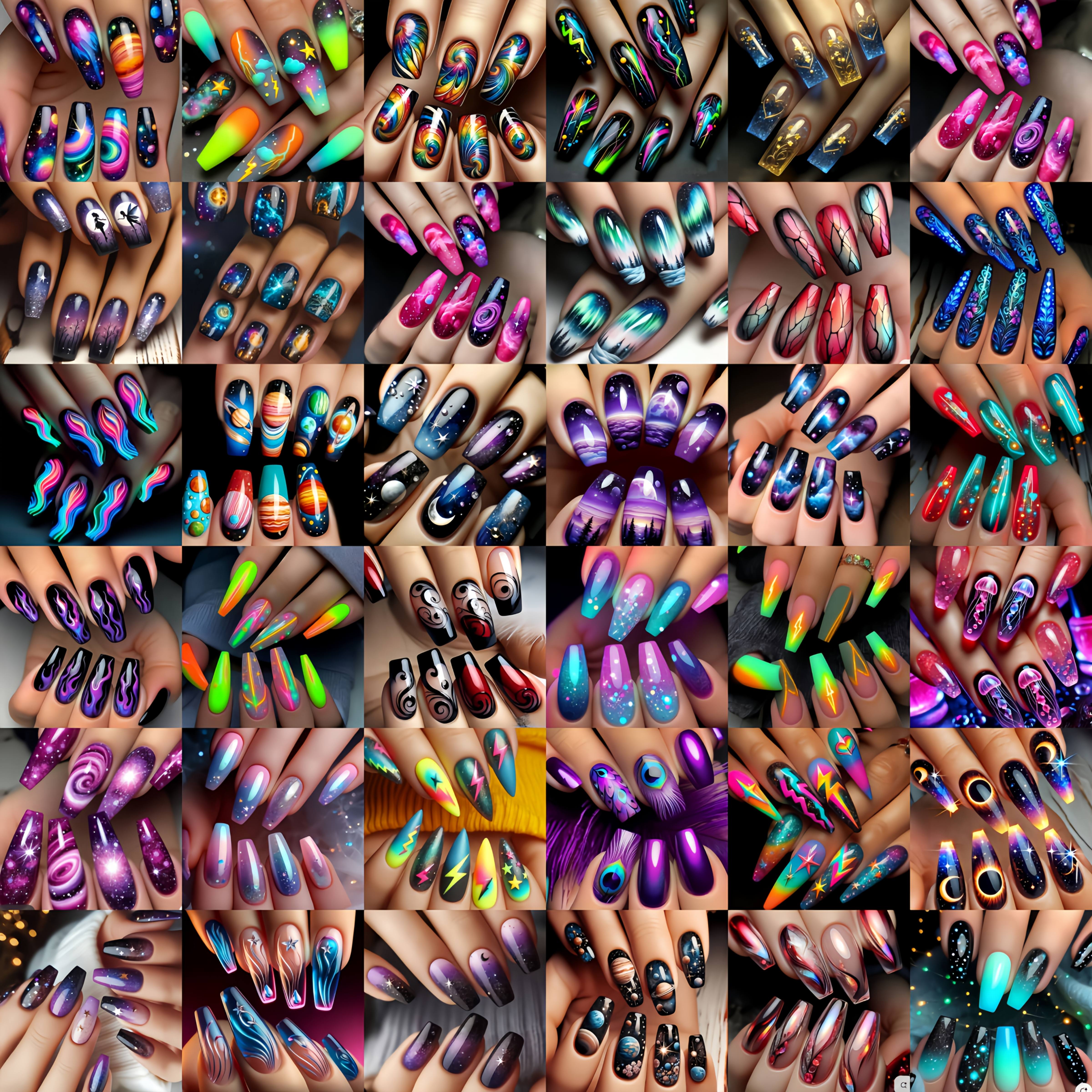 E-shop 96 Stück Zufällige Nagelkunst Versand Wolke Mond Stern Planet Sternenhimmel Muster Design Nagel Kombination Rot Grün Weiß Multicolor Gemischte
