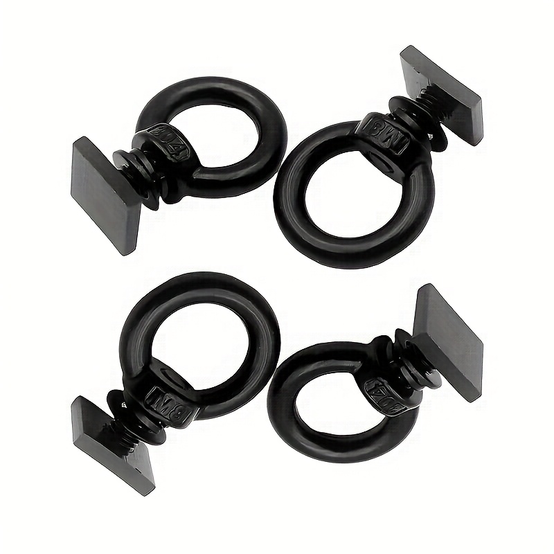 TEMU 4 Sets Of Black Stainless Steel M8 Lifting Ring Nuts square Bolts, Suitable For Car Luggage Rack Accessories And Camping Vehicle Fastening