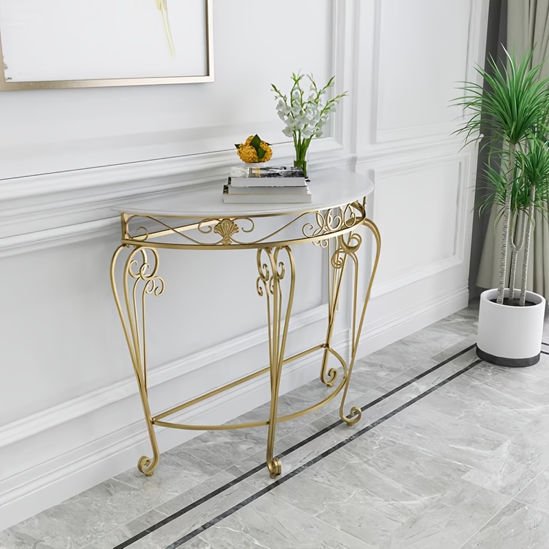 Entrance Table European Style Entrance Nordic Console Table Living Room Corridor Against The Wall Console Cabinet Modern Minimalist Wrought Iron Semicircular Table