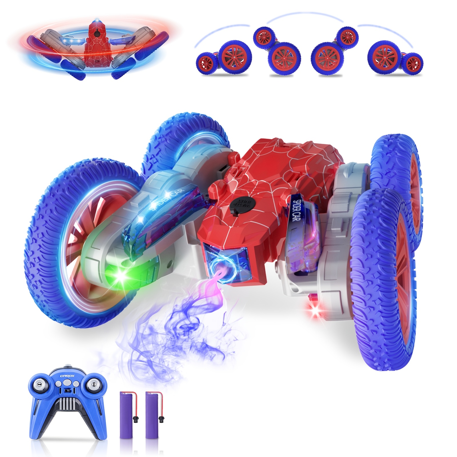 

Spider Remote Control Car, 4wd Off-road Stunt Car With Lights & Spray, 2.4ghz Double Sided Rc Car, Rotating/ Flip, Indoor/ Outdoor Rechargeable Toy Car For 6 7 8 -12 Ages Kids Boys Gifts