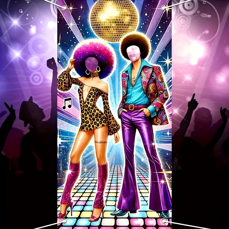 70s Disco Party Photo Backdrop with Neon Lights