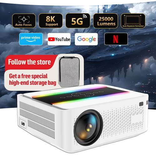 8k ultra hd projector 25 000 super brightness 1080p full hd resolution auto keystone support 5g wifi connect with ps5 smart tvs mobile phones pcs etc to enjoy of the