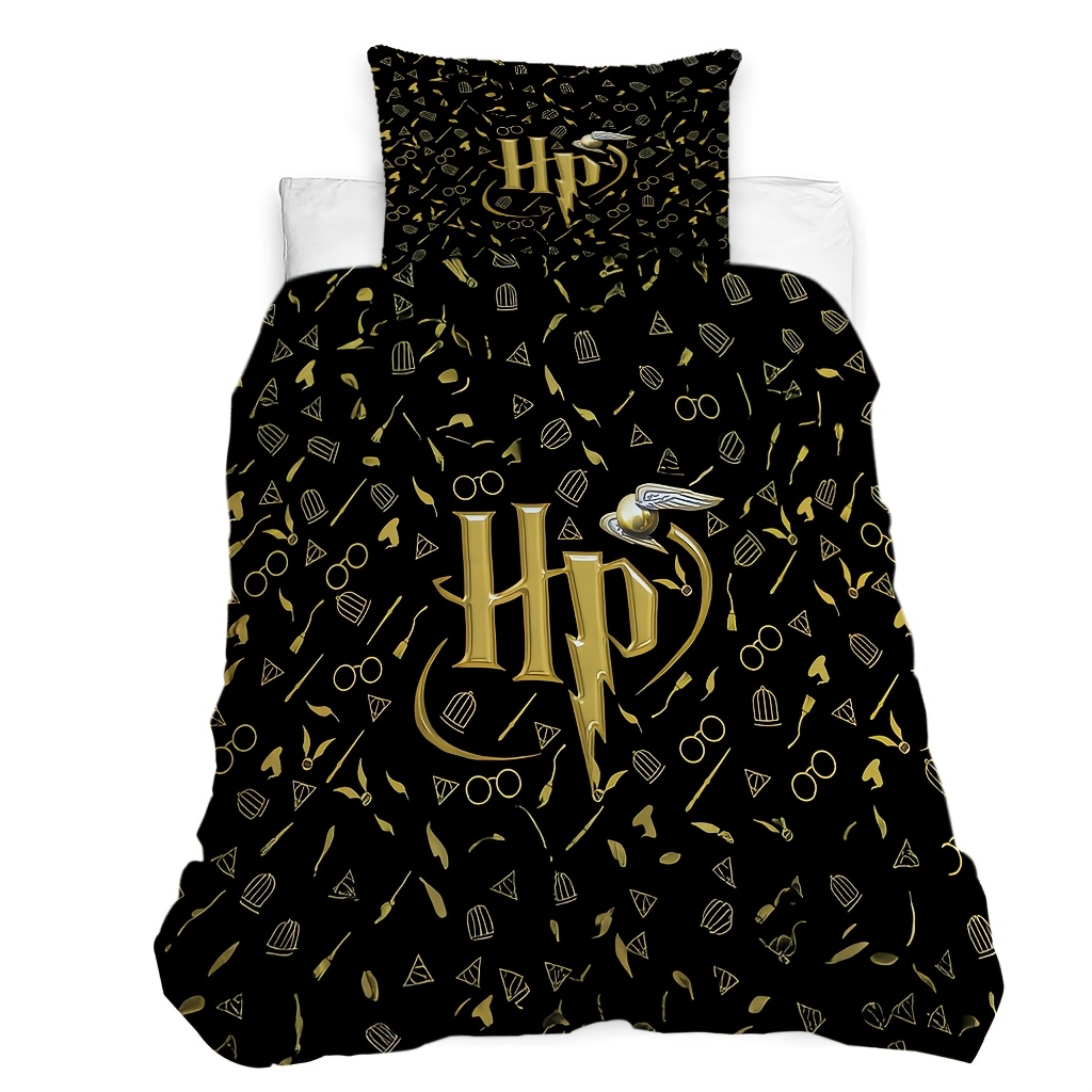 TEMU Warner 2pcs Harry Potter Cartoon Cute Print Duvet Cover Set, 100x135cm, 120x150cm, 135x200cm, Includes 1 Duvet Cover And 1 Pillowcase, For