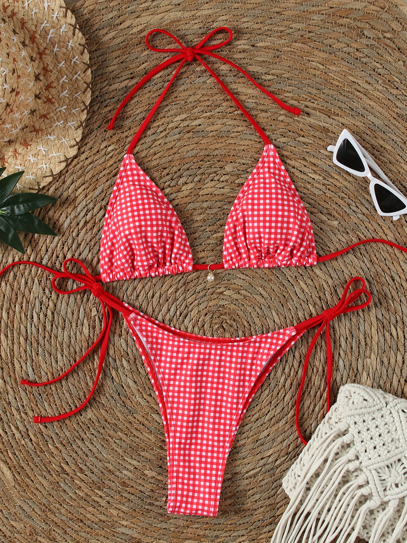 New Multi-Color Bikini 2024 Summer Tie-Up Halter Neck Sexy Triangle Swimsuit for Women