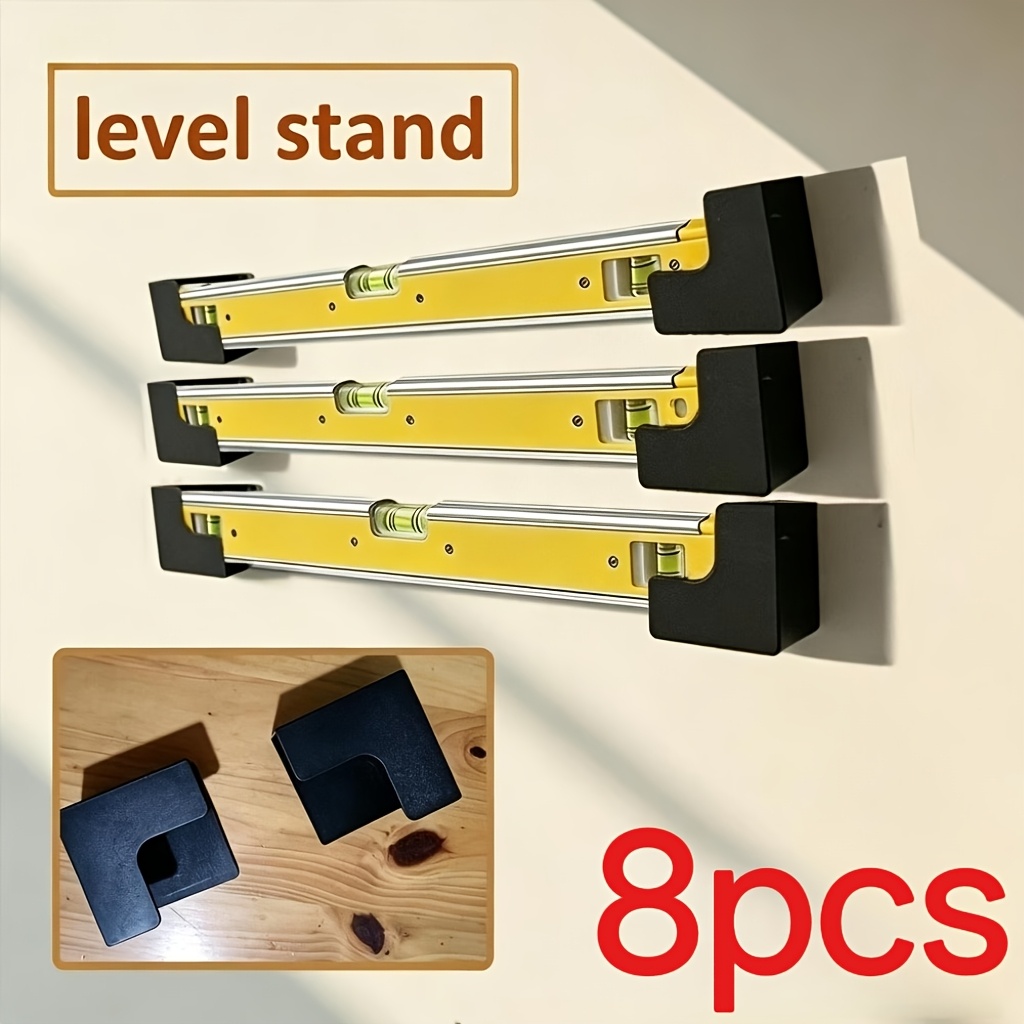 TEMU 8pcs Universal Wall-mounted Spirit Level Holder, Level Ruler Storage Rack, Plastic Spirit Level Stand, For , , Woodshops, Garages, Shops, Homes,