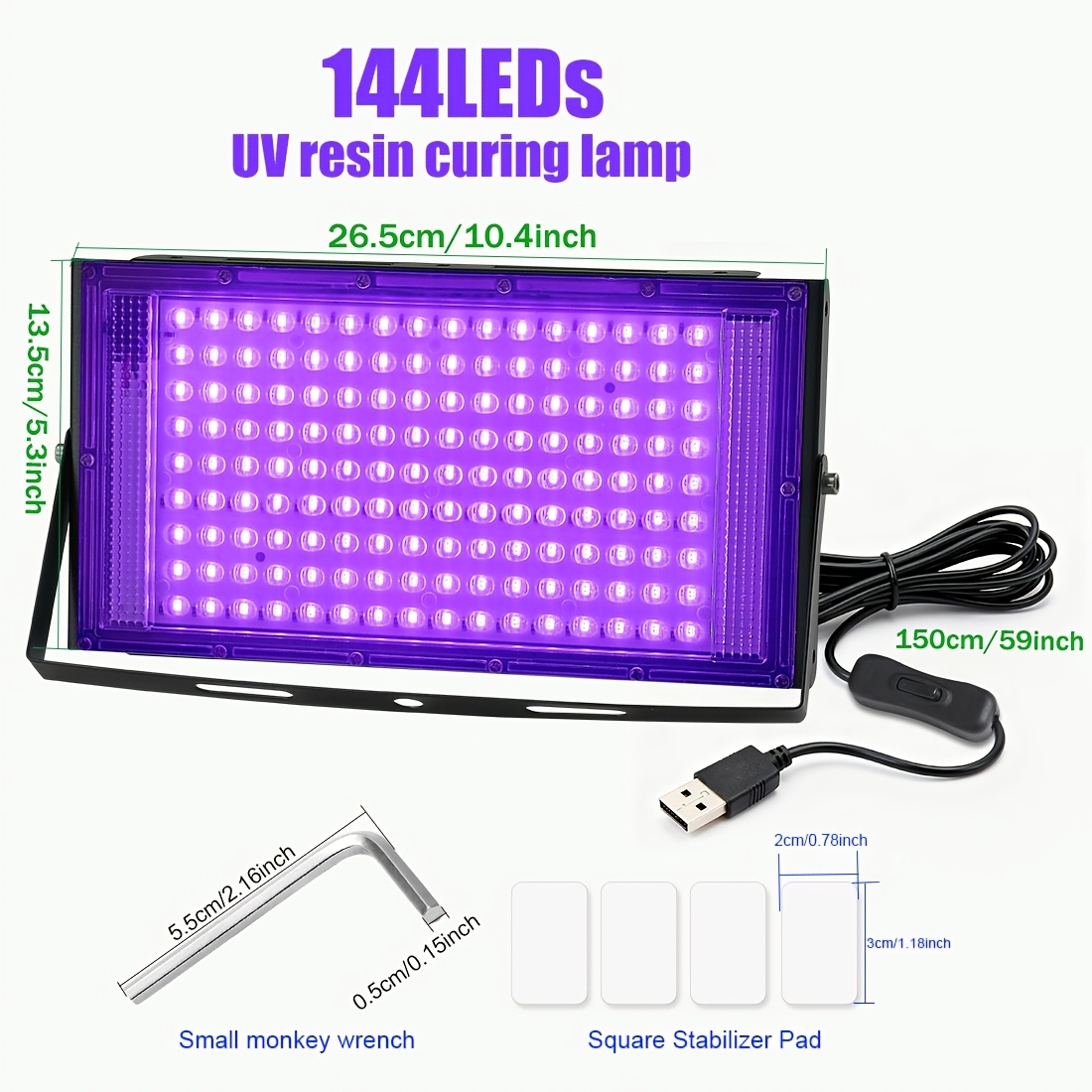 TEMU Upgraded Large-area Curing Lamp, With 96/144 High-wattage Led Beads, And Uniform, Suitable For Batch Curing Resin Jewelry, Making