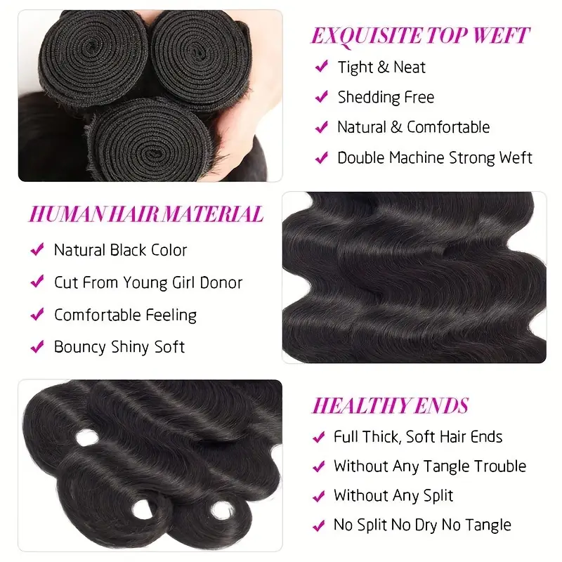 12a body wave bundles human hair human hair bundles 100% brazilian hair 3 bundles weave for women details 5