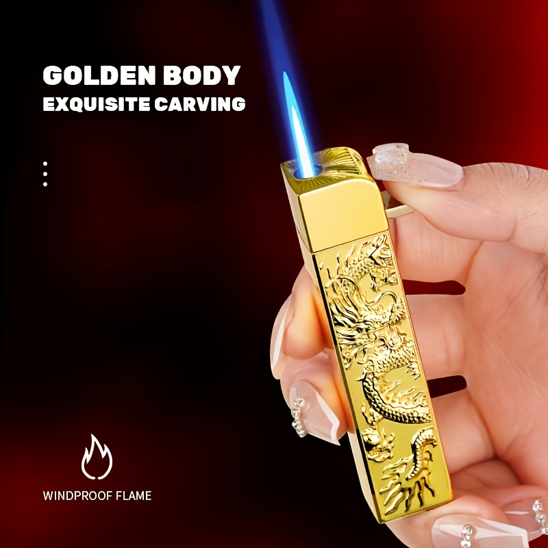 (no Butane)torch Lighter With Adjustable Flame, Embossed Dragon Design Jet Flame Lighter, Creative Windproof Lighter…: retailer-supplied image
