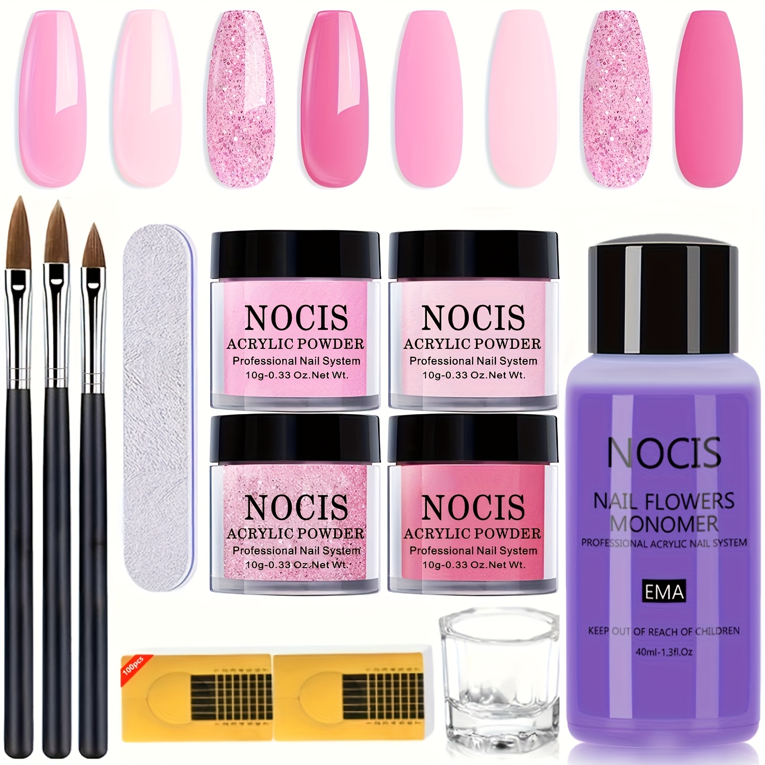 Image of Acrylic Powder Acrylic Nail Kit With Professional Acrylic Liquid Monomer Acrylic Nail Set Nail Extension Acrylic Nail Kit For Beginners Nail Art Starter Kit Acrylic Nails Acrylic Nail Supplies